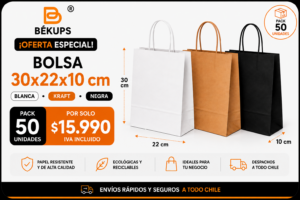 Bolsas de Papel Pack Flex 30x22x10 cm 50 Unidades